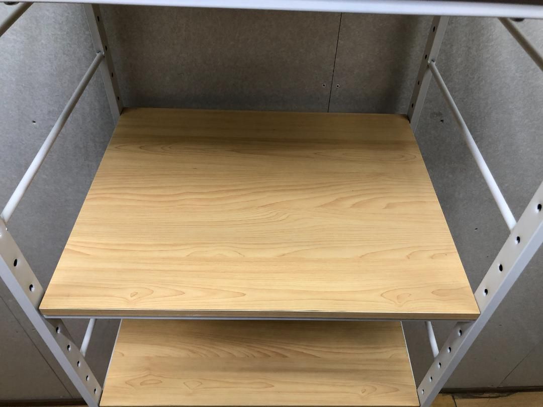 ラック 棚 木目調 棚板付き 58×45×179㎝ スチールラック 多目的収納 88142-4-020 MARWIL-DEMENAGEMENTS_CH