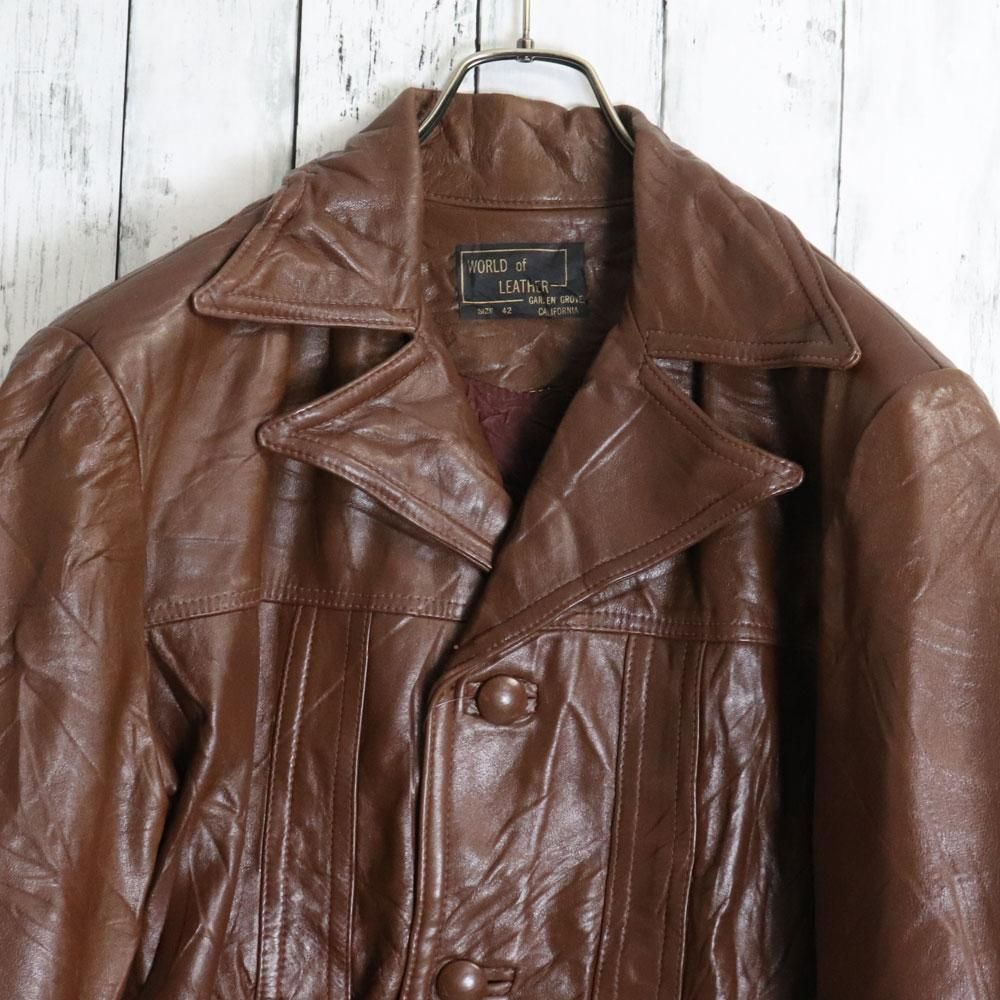 US古着 WORLD OF LEATHER デザイナーズ レザージャケット 本革