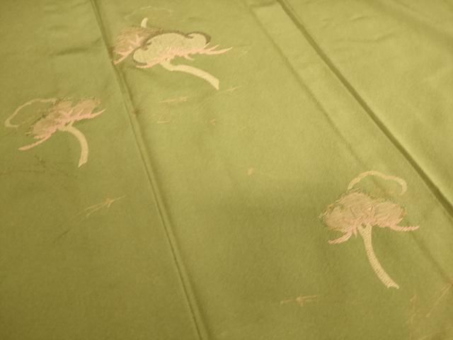 平和屋着物▽訪問着 単衣 竹屋町刺繍 老松 金糸 正絹 逸品 DAAS0497az