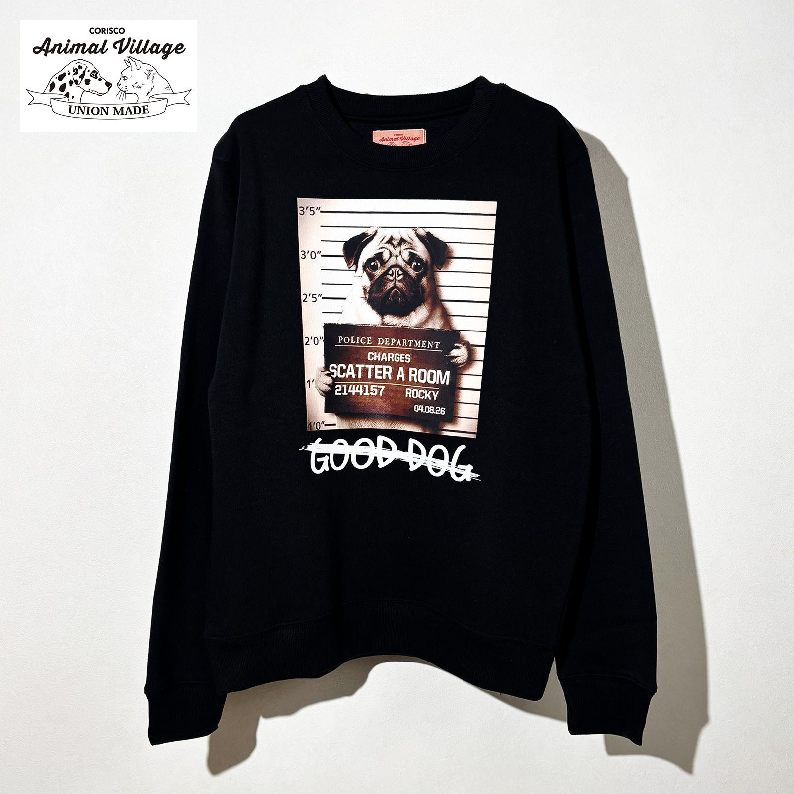 新品 CORISCO Animal village 犬 アニマル プリント トレーナー 裏起毛 
