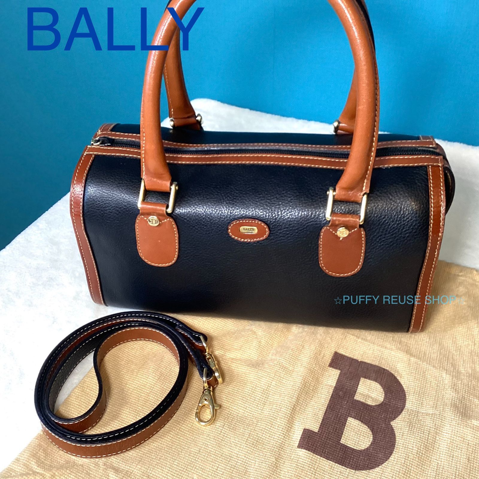 バリー BALLY ミニボストンバッグ 保存袋付き ハンドバッグ レザー 