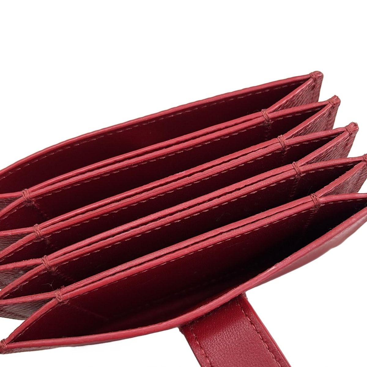 CELINE セリーヌ カードケース ストラップアコーディオンカードホルダー レッド レザー NICORILABO_COM