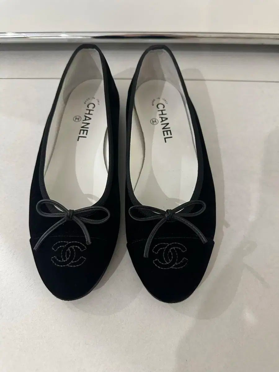 シャネル チュールツアーベルベット バレリーナシューズ 39