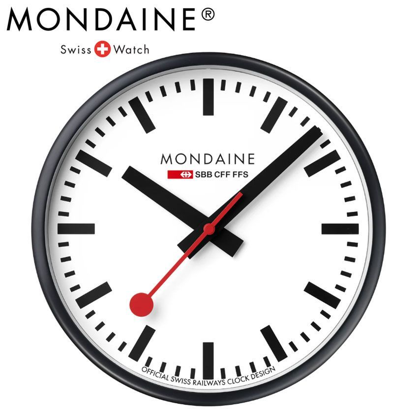 モンディーン MONDAINE ウォールクロック NEWカラー ブラック|ホワイト 壁掛け時計 A990.CLOCK.12SBB 正規品