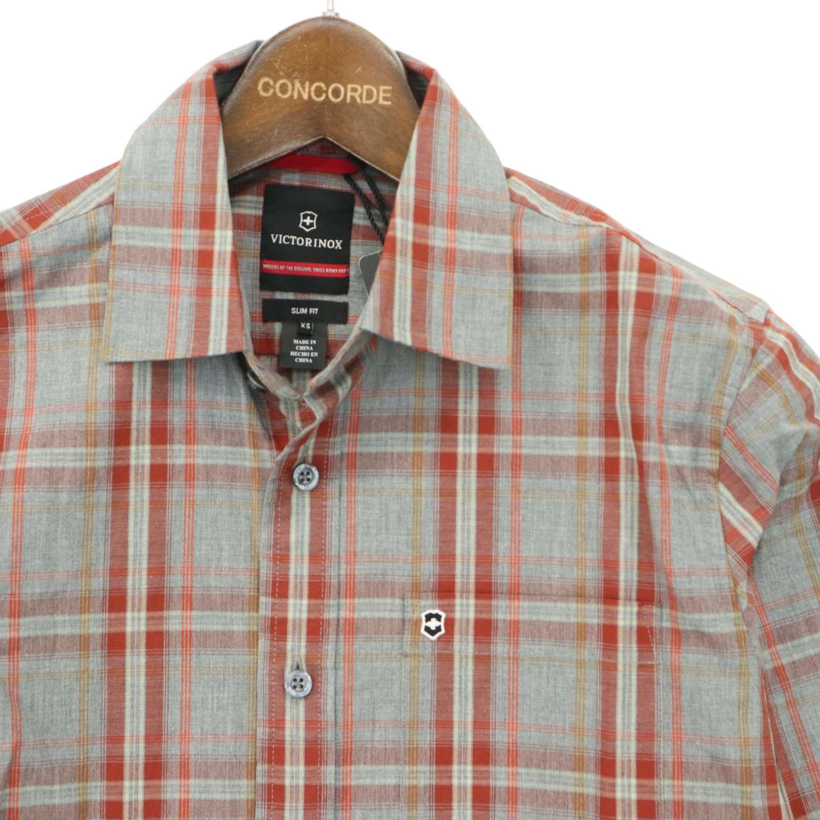 VICTORINOX ビクトリノックス 通年 SLIM FIT ロゴ刺繍 長袖 チェック