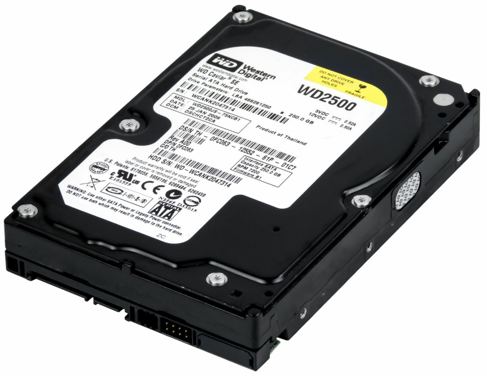 ハードドライブ Western Digital 車 WD2500JS 250GB 7200RPM SATA II 8MB 3.5