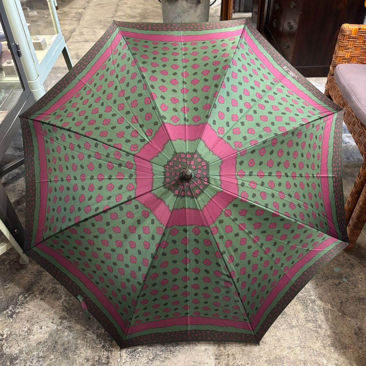 GIANNI VERSACE ジャンニ・ヴェルサーチ 傘 グリーン×ピンク 雨具 長傘