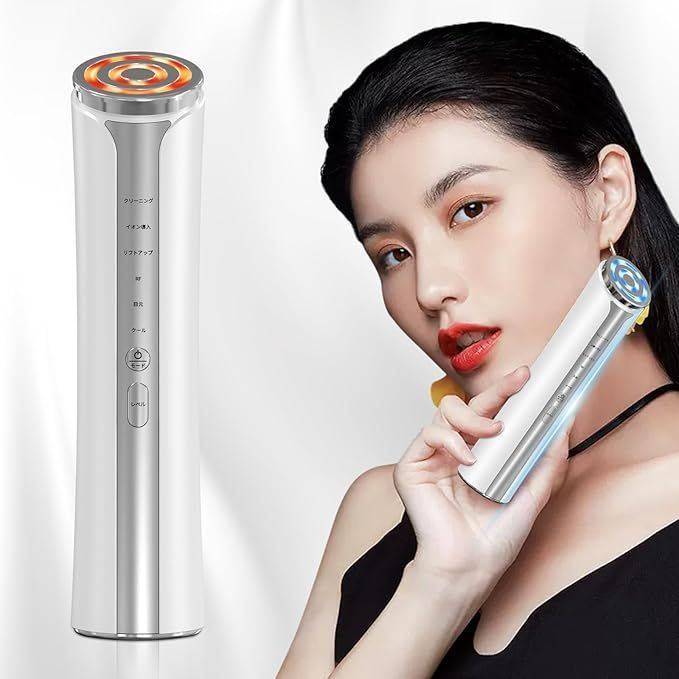 【24時間以内発送】美顔器 RF 【一台16役・革新モデル】 EMS 4光LED 6種類モード 微電流 イオン 温冷ケア 毛穴汚れとり 3段階レベル 肌引き締め 目元/口元/肌ケア 冷・温機能付き USB 軽量 タイマー機能 男女兼用  日本語取扱説明書付き