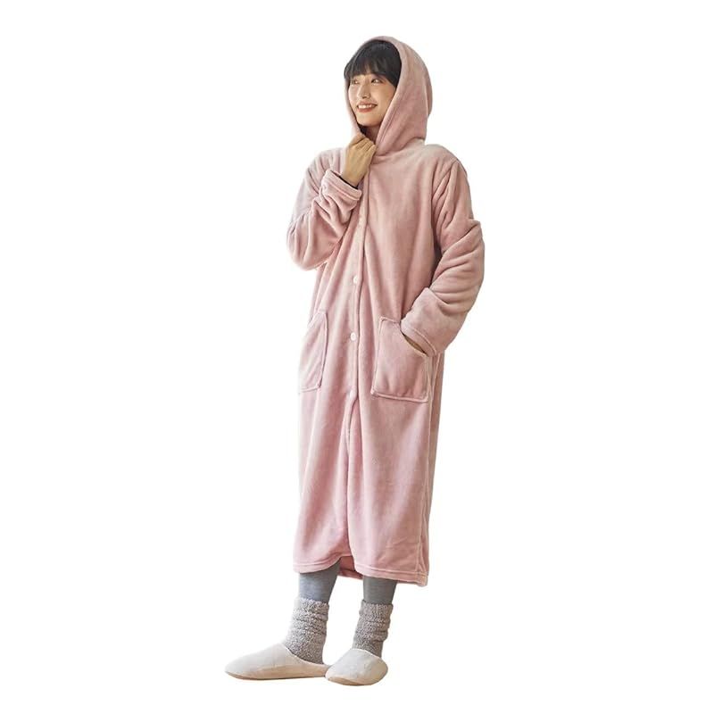 新品　[WULFUL] 着る毛布 ルームウェア 冬 レディース メンズ ネコ耳 あたたかい パジャマ フード付き 長袖 無地 部屋着 男女兼用 柔らかい 7カラー