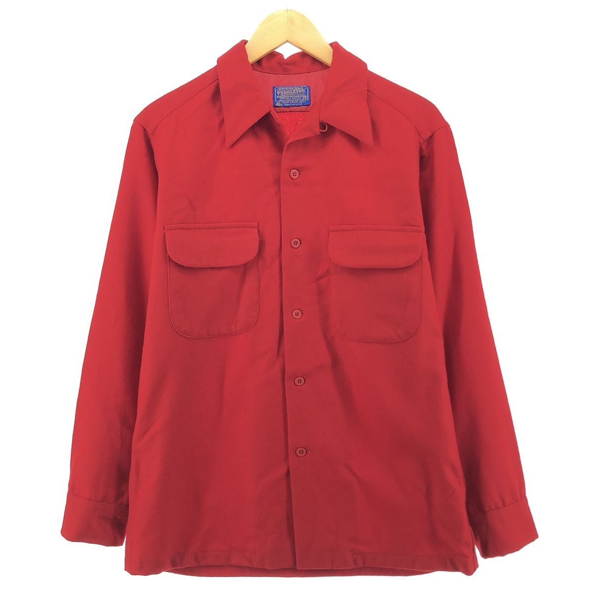 ペンドルトン　70s レッド　単色　オープンカラー　ボックス　ボードシャツ 古着 70年代 ペンドルトン PENDLETON ボードシャツ オープンカラー