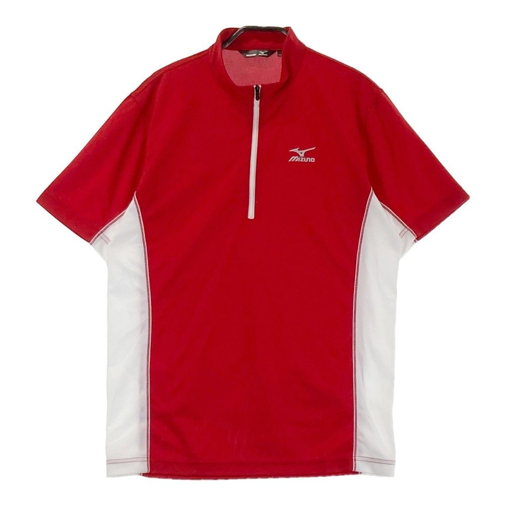 サイズ：M MIZUNO GOLF ミズノゴルフ  ハーフジップ 半袖シャツ  レッド系 [240101354774]# ゴルフウェア メンズ ストスト