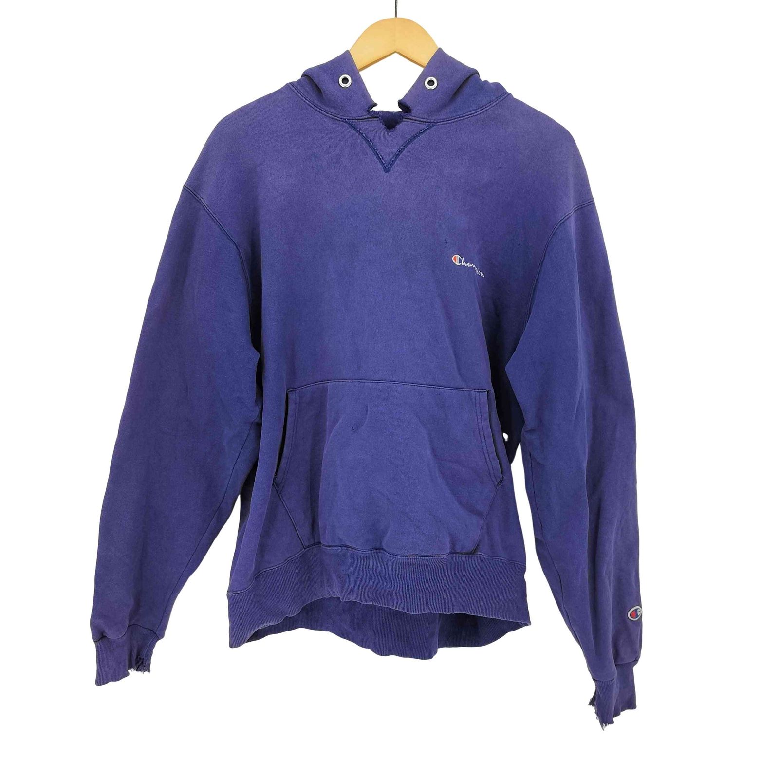 Champion 極上の茄子紺 鬼フェード 袖太 ボロスウェット フーディー Champion 極上の茄子紺 鬼フェード 袖太 ボロスウェット フーディー
