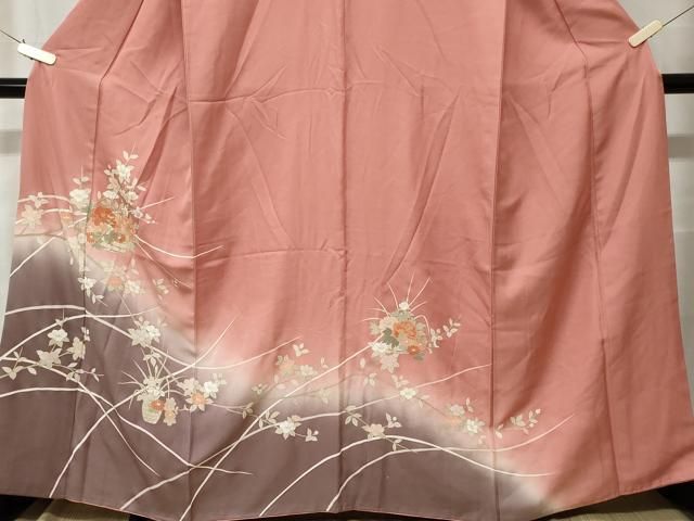 平和屋着物●訪問着　流水花文　暈し染め　正絹　逸品　AABA4356ph 平和屋着物□訪問着 流水花車文 暈し染め 金彩 正絹 逸品 未