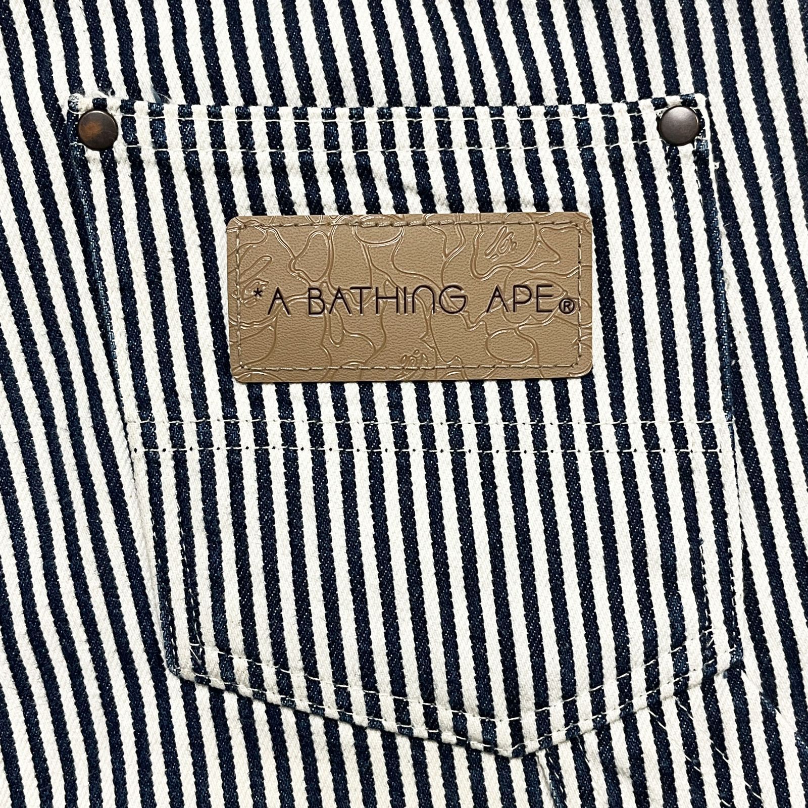 【USED／メンズXS】A BATHING APE ダブルニー ペインターパンツ ヒッコリー