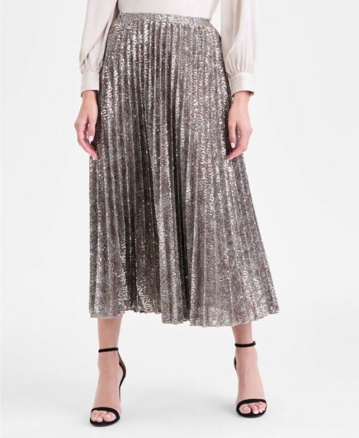 アンクライン レディース スカート ボトムス Women s Pull-On Pleated Midi Skirt P XXS-XXL Pewter Multi