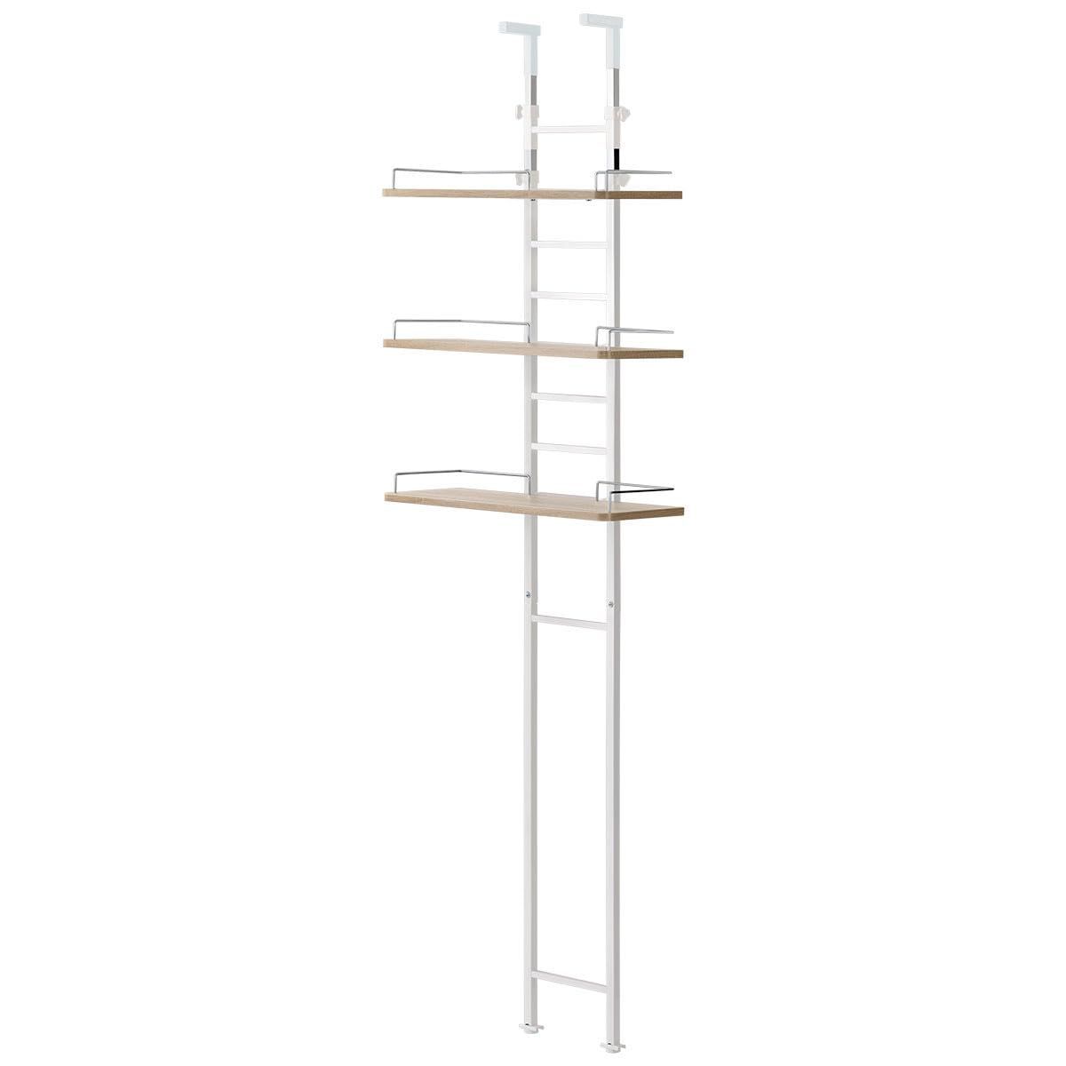 ぼん家具 つっぱり式ランドリーラック エタン 3段 幅60×奥27.4×高206.5～260cm オーク×ホワイト
