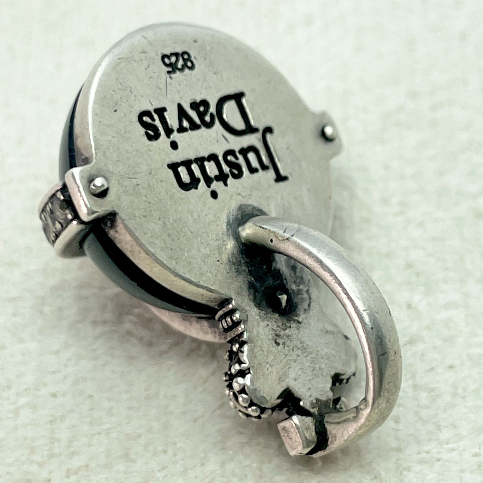 ジャスティンデイビス シルバー925 オニキス×ジルコニア オーブ