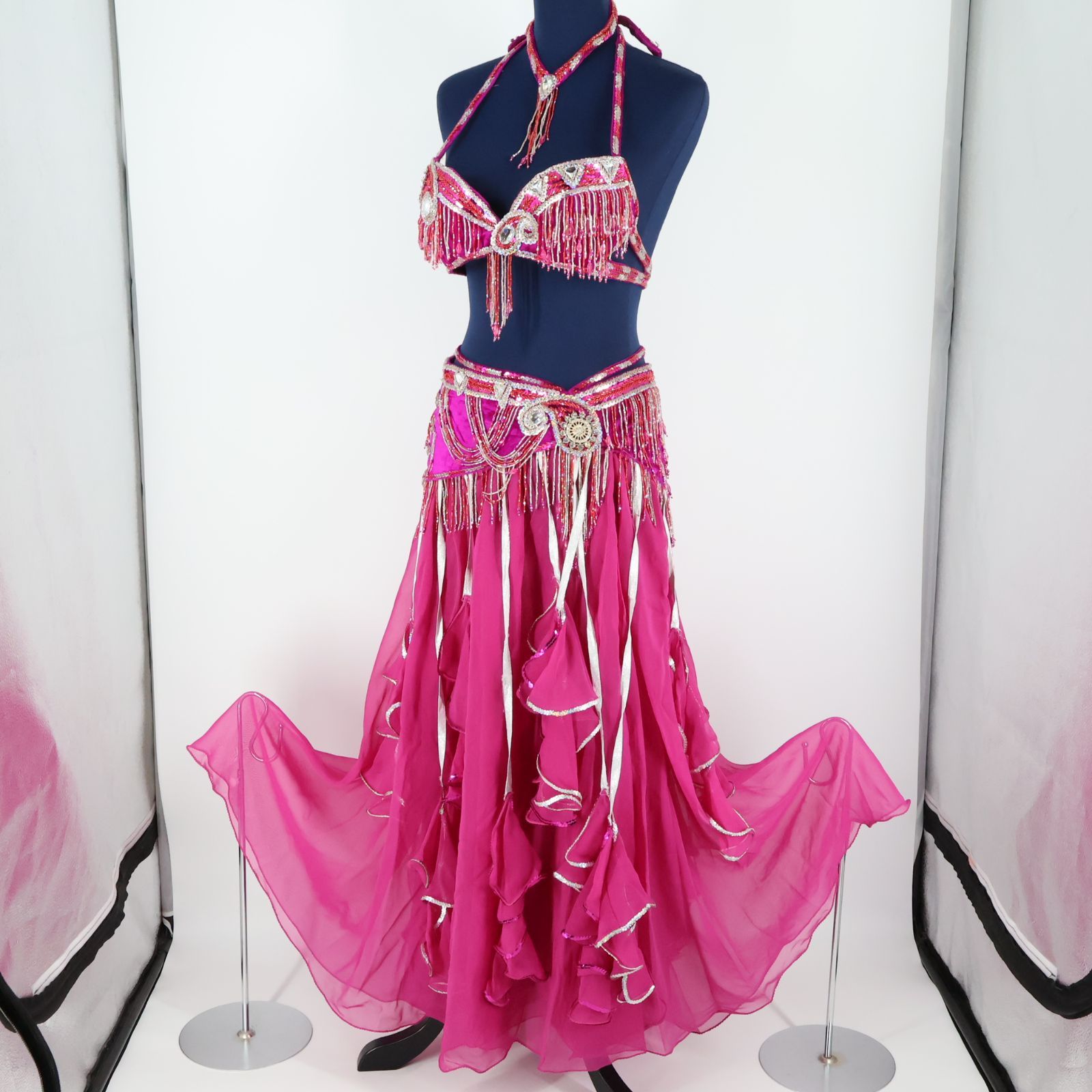 花柄ベリーダンスセットアップ 3点セット ブラ スカート オーダー