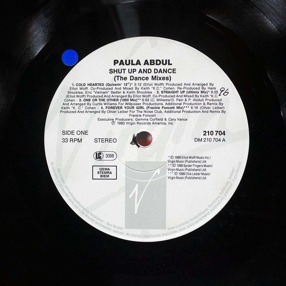 独 ドイツ盤 PAULA ABDUL/SHUT UP AND DANCE - THE DANCE MIXES