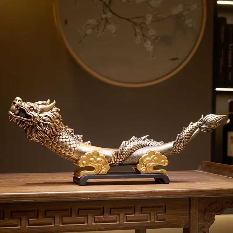 龍 ドラゴン 竜 ホワイト ブラウン 白 置物 オブジェ 風水 開運