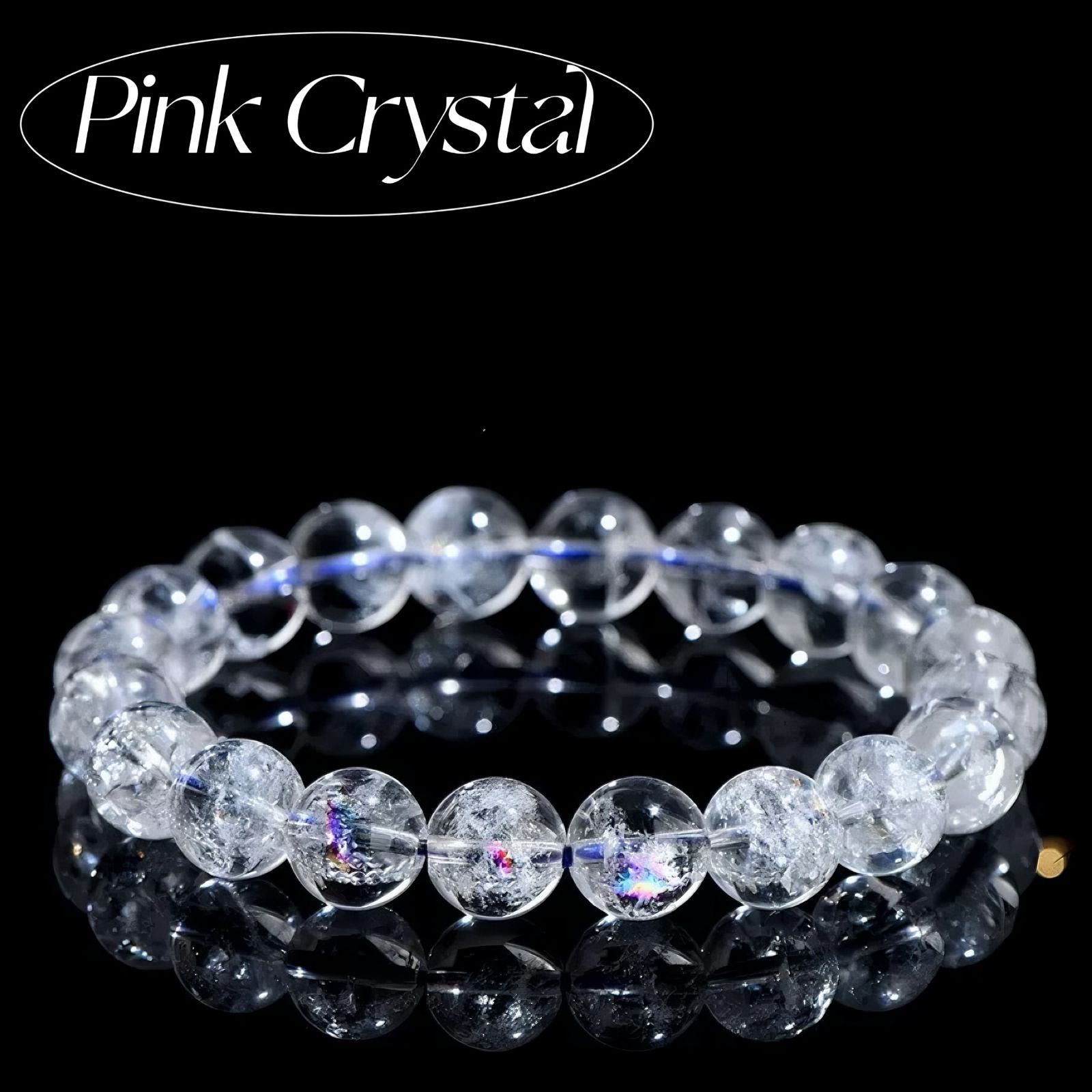 天然ホワイトアゼツライト＆ホワイトクリスタルブレスレット（10mm