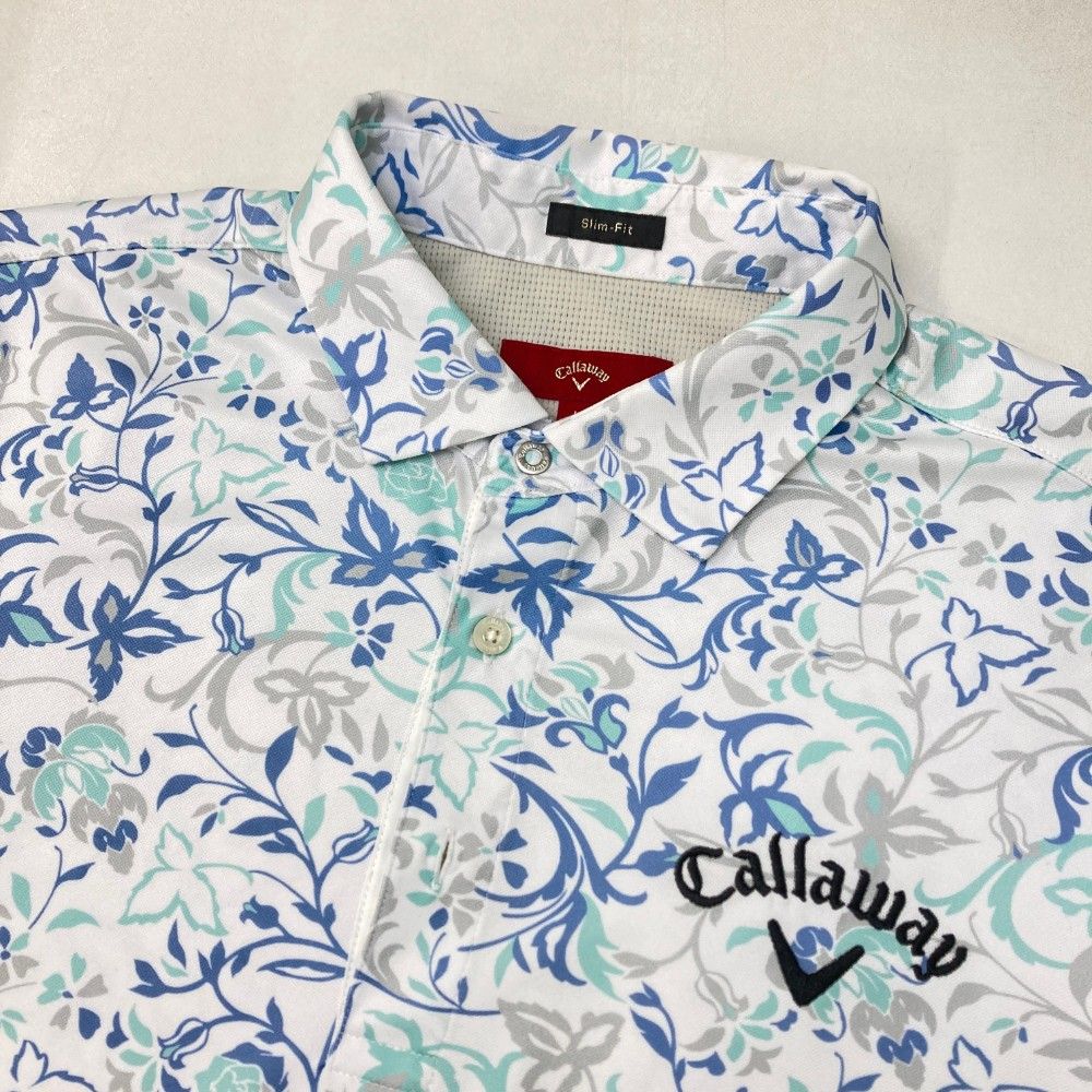 サイズ：LL CALLAWAY キャロウェイ レッドレーベル R22134101 半袖ポロシャツ 総柄 ブラック系 [240101424191] ゴルフウェア メンズ ストスト サイズ：LL CALLAWAY キャロウェイ レッドレーベル 半袖