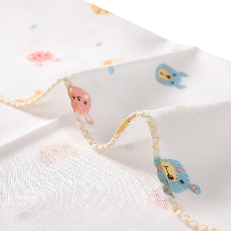 アニマルランド柄 32 cm×32 cm ベビー ガーゼハンカチ 入浴 スキンケア タオル ウォッシュクロス お風呂 沐浴 お口拭き 綿 よだれ 敏感肌 イサム商会 デリケート 柔らかい