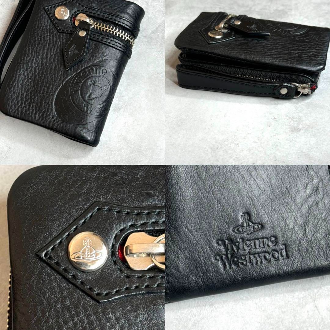 【希少】ヴィヴィアンウエストウッド　ライダースウォレット 黒 レザー オーブ 希少】ヴィヴィアンウエストウッド ライダースウォレット 黒 レザー