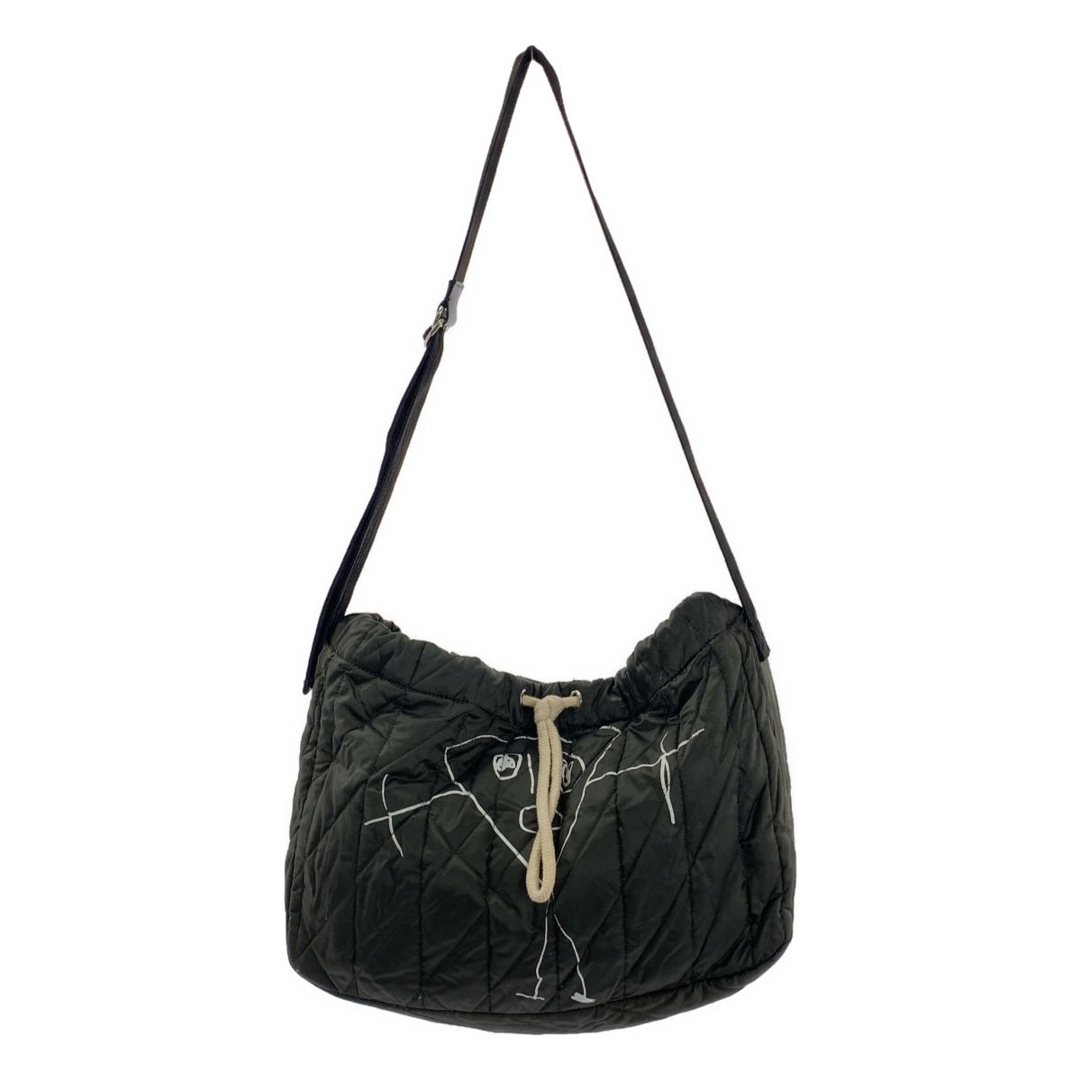 Plan C プランシー キルティング ドローストリング 巾着 ショルダーバッグ オリーブ レディース