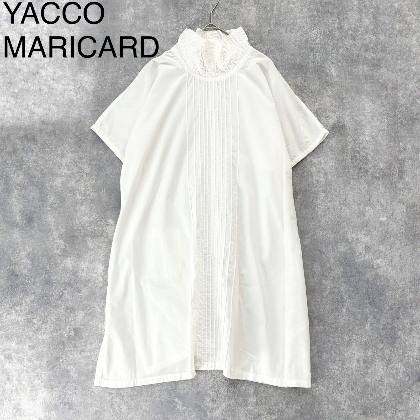 yA51 YACCOMARICARD 半袖 ハイネックピンタックシャツ チュニック丈 