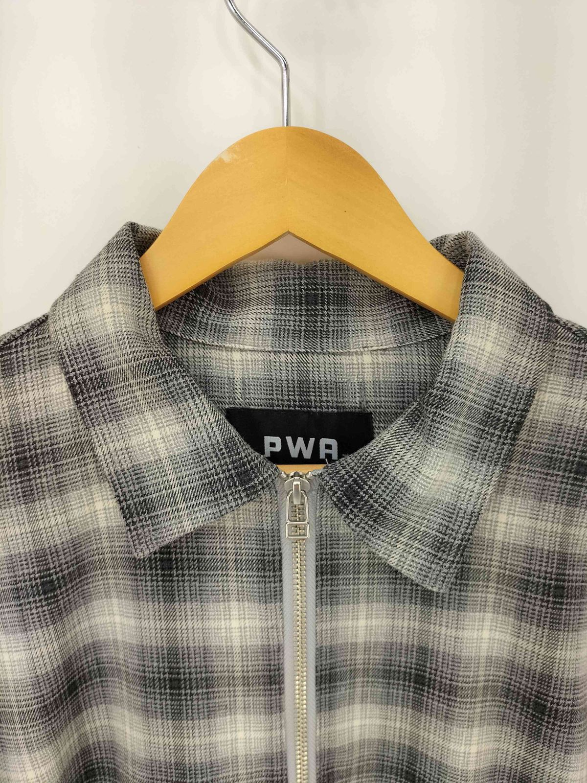 プア PWA PLAID BALOON SHIRT オンブレチェック ハーフジップ メンズ