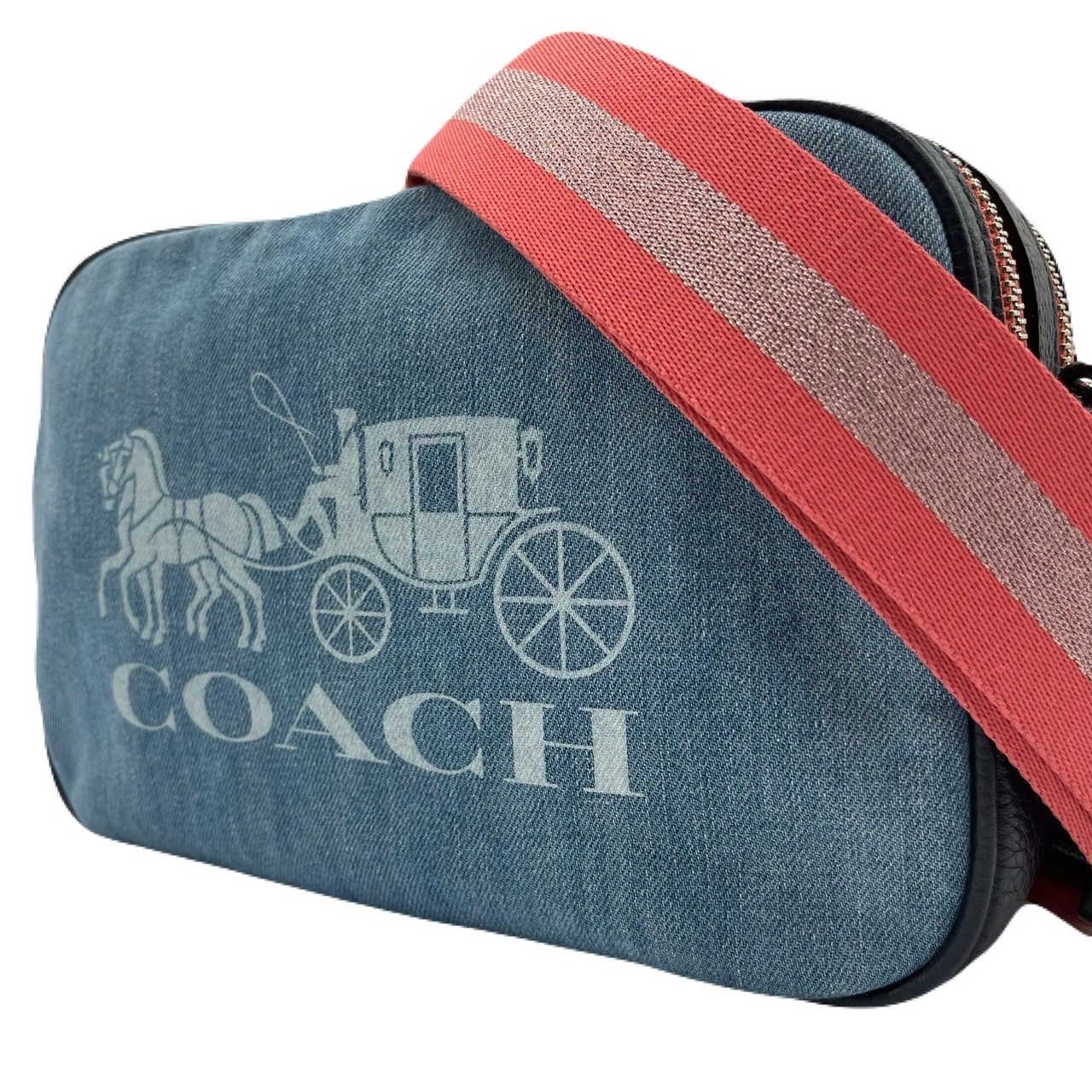 未使用級<!-利用不可文字-!>COACH ショルダーバッグ デニム 馬車
