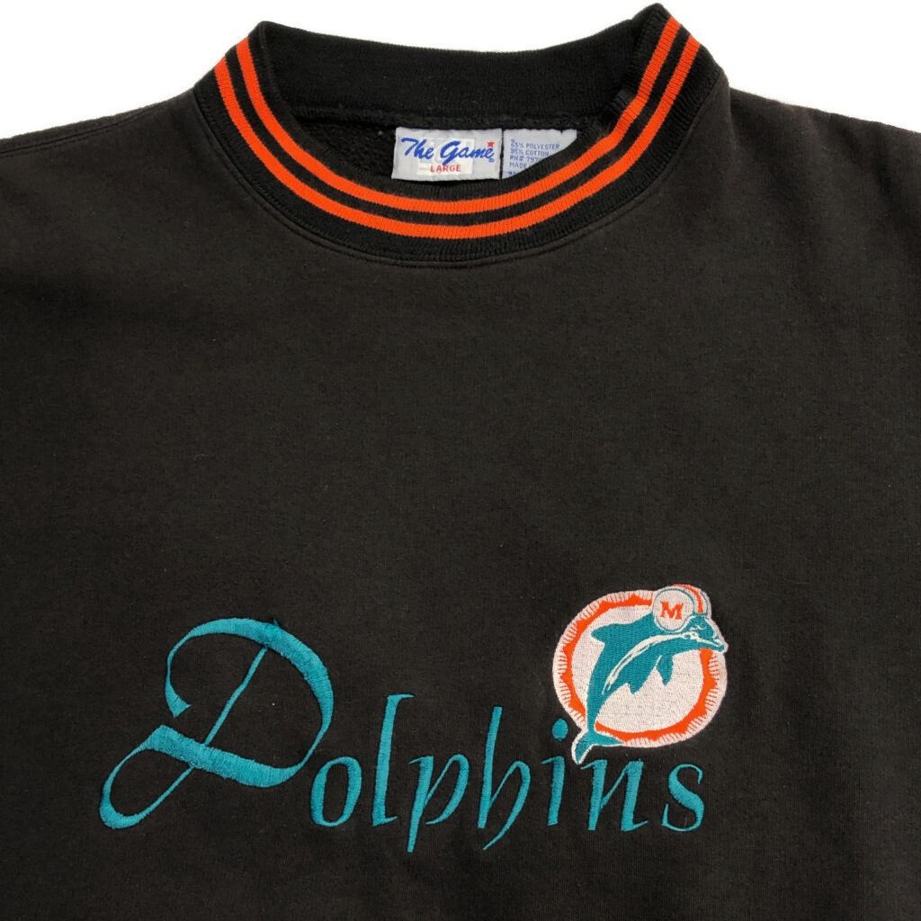 US古着【入手不可能!!】NFL ✈︎刺繍ロゴ フリース マイアミドルフィンズ 90年代 ビッグサイズ NFL マイアミ・ドルフィンズ チームロゴ