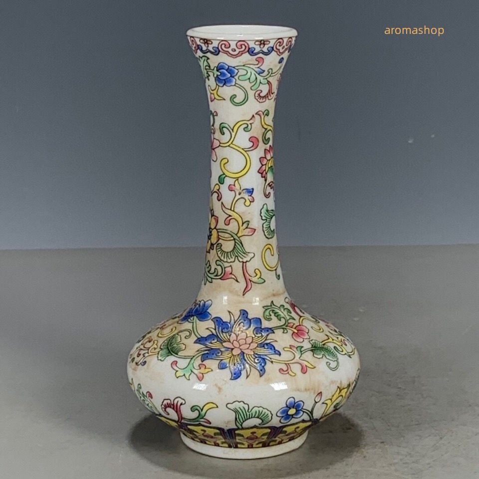 Amazon.co.jp: 粉彩花卉図柄の賞瓶 花瓶 収集品 陶磁器 装飾品