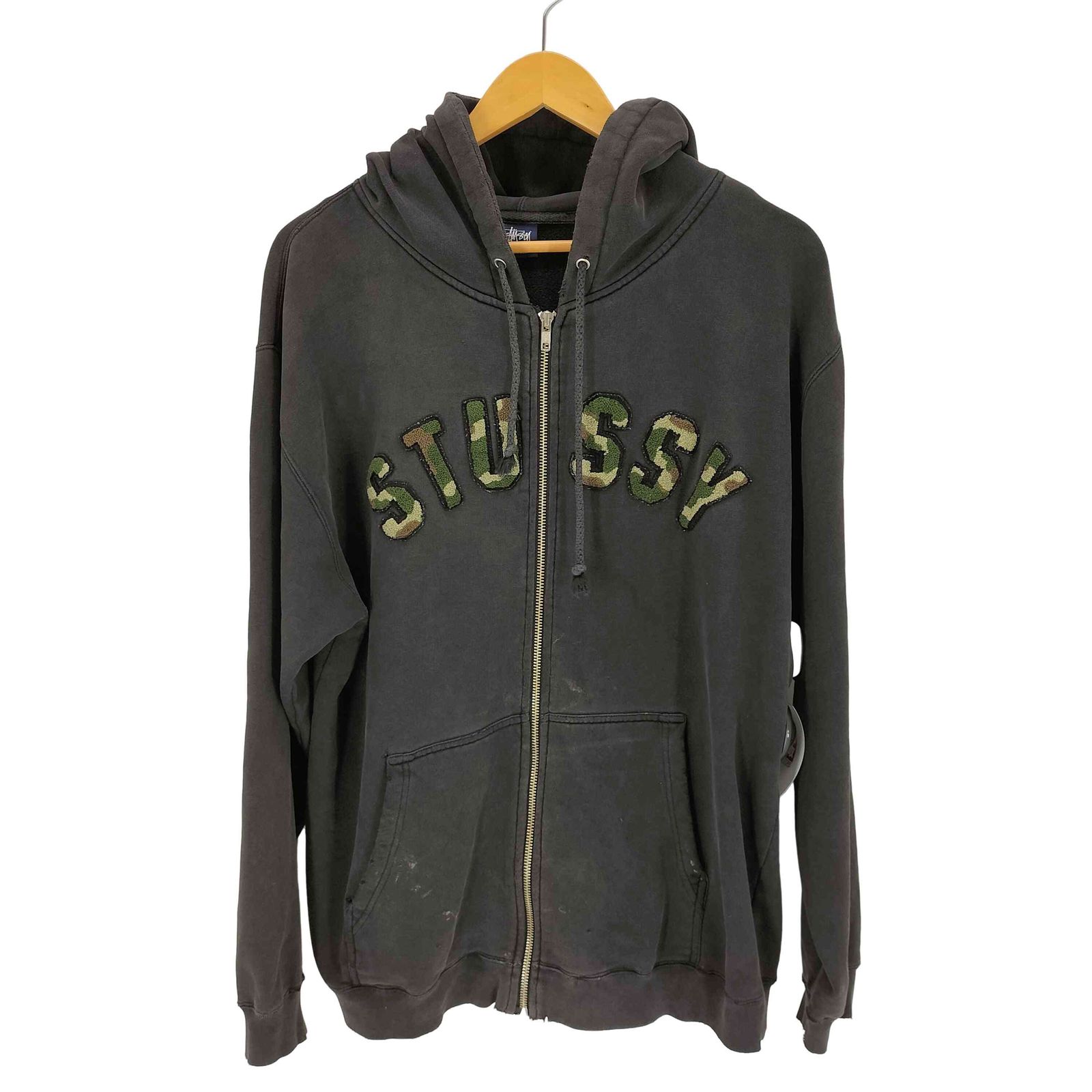 ステューシー Stussy 90s 紺タグ カモワッペン ジップアップ