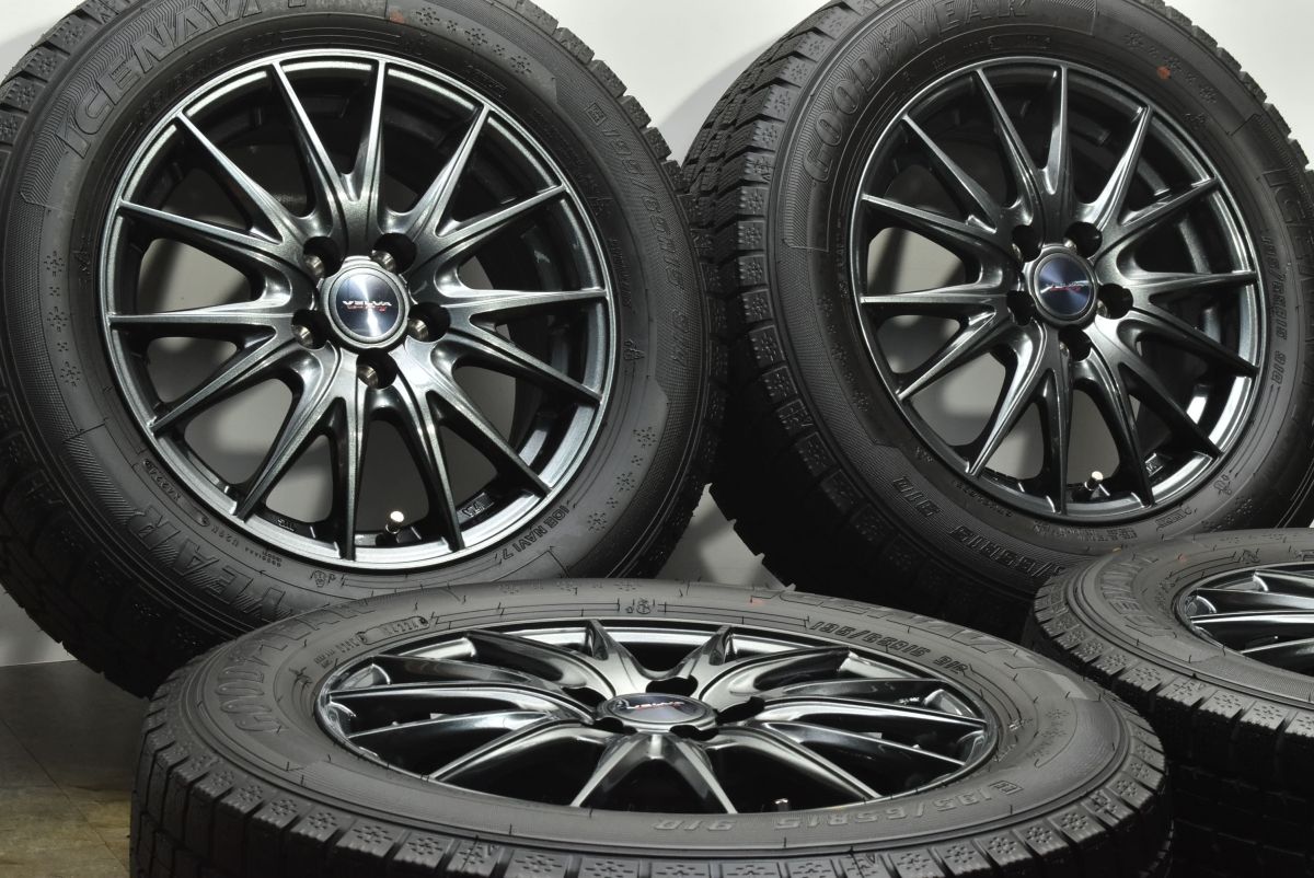 製 バリ溝 ヴェルバ 15in 6J 43 PCD100 グッドイヤー ICENAVI7 195 65R15 プリウス ウィッシュ カローラスポーツ インプレッサ