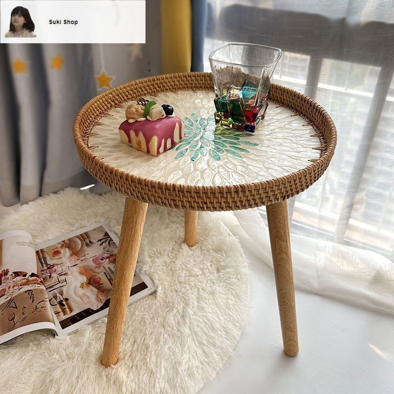 籐 ラタン 丸テーブル サイドテーブル 約40cm 籐 ラタン 丸テーブル サイドテーブル 約40cm