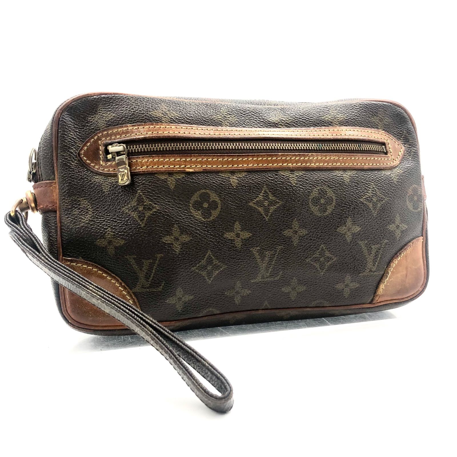 LOUIS VUITTON ルイヴィトン モノグラム マルリードラゴンヌ セカンドバッグ クラッチバッグ PVC×レザー ブラウン ゴールド金具 フランス製 刻印あり1986年製ヴィンテージ