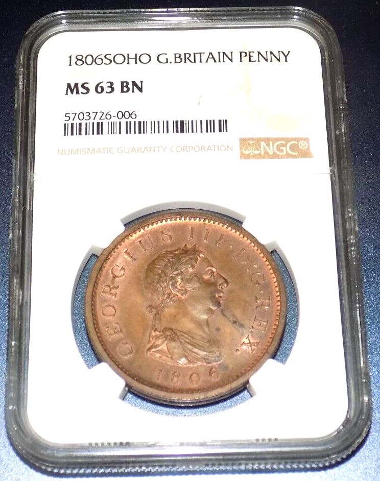 NGC GREAT BRITAIN 1806SOHO George III Penny MS 63 UNC Graded Certified Coin