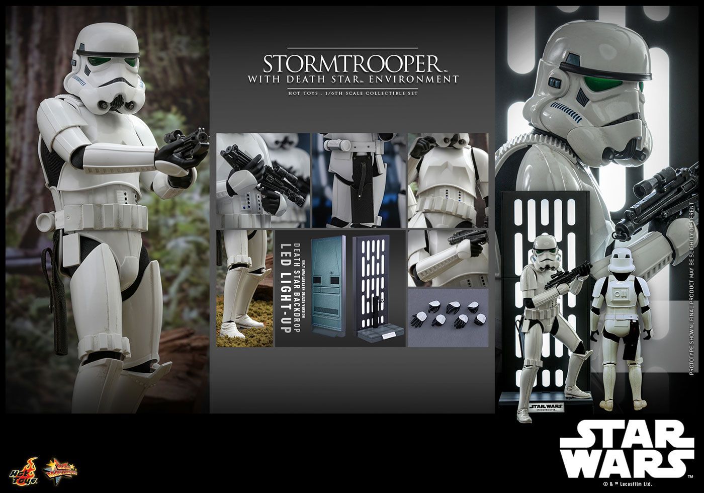 ホットトイズ ムービー マスターピース スター ウォーズ 1|6スケールフィギュア ストームトルーパー デス スターのバックボード付き