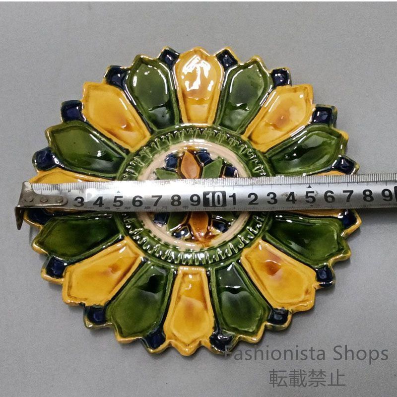 焼物三彩盤唐花口盤 景徳鎮 陶磁器 装飾品 現代工芸品 美術品 置物 新品未使用】焼物三彩盤唐花口盤 景徳鎮 陶磁器 装飾品 現代工芸