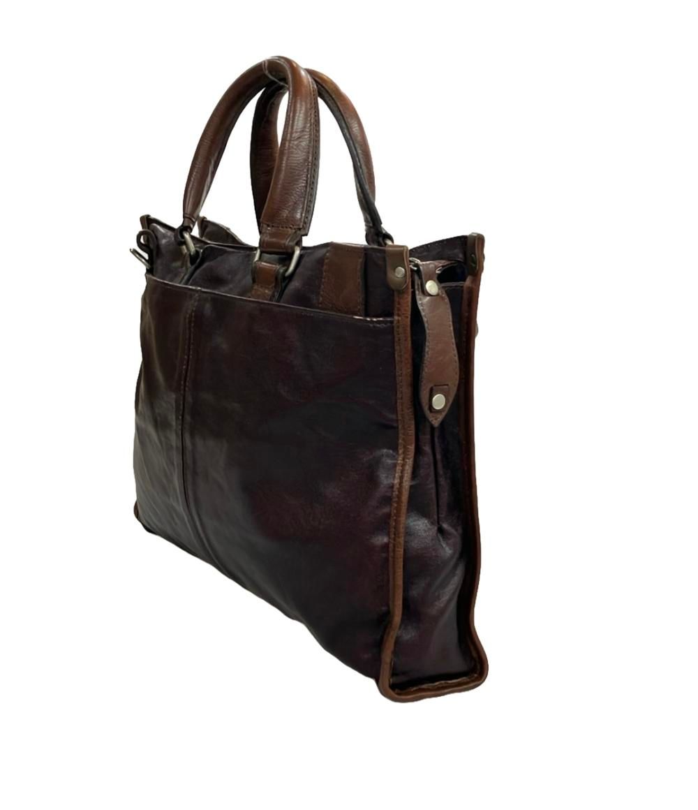 美品 ブルガリマン ビジネスバッグ トートバッグ レザー ネイビー A4