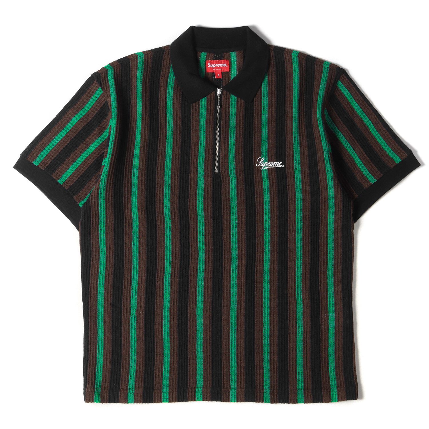 Supreme シュプリーム ニットポロシャツ 半袖ストライプジップポロ