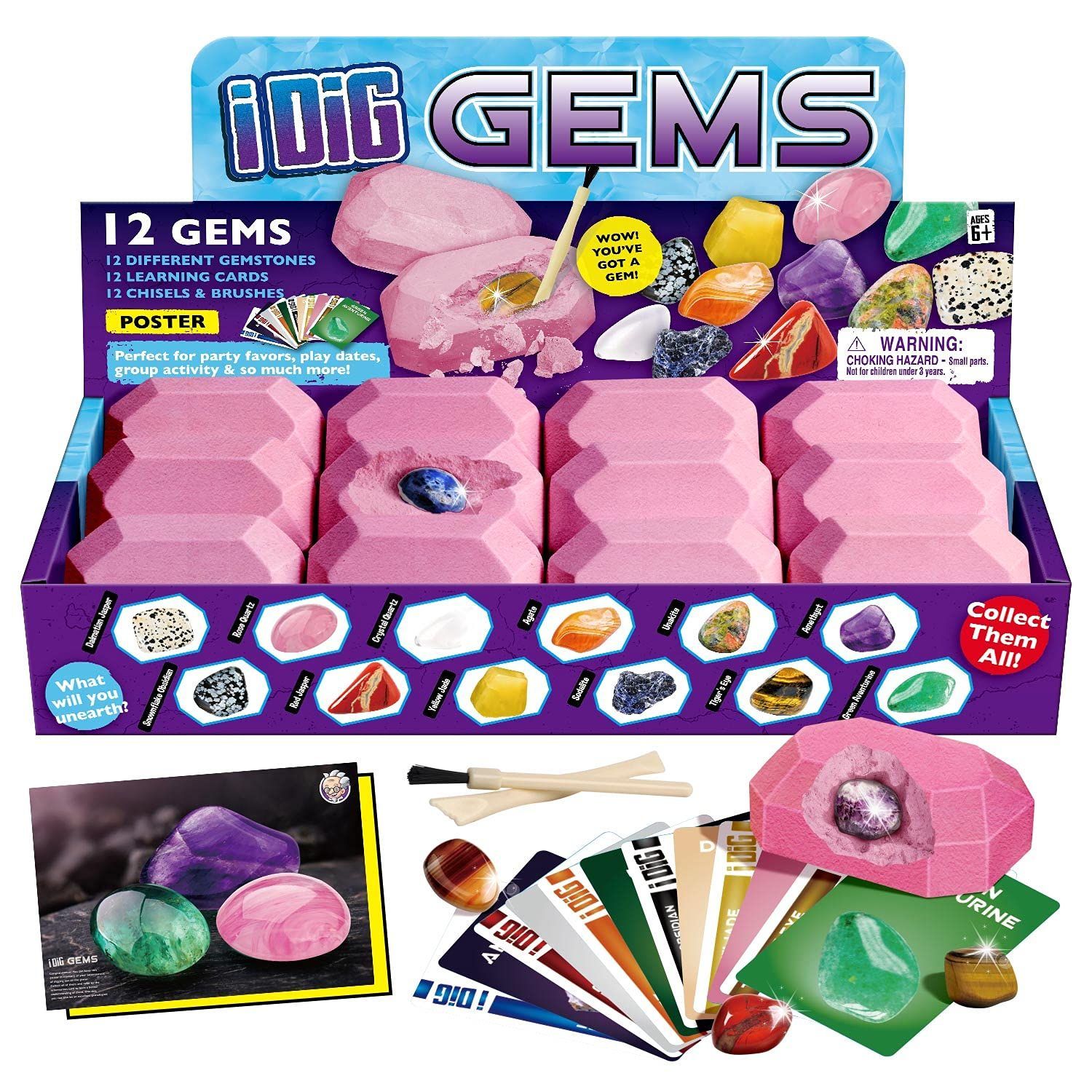 【新着商品】アメジスト 12個セット 宝石採掘 クリスタル発掘 子供 水晶発見 宝石おもちゃ 地質学 キット プレゼント 発掘 宝石 ギフト XXTOYS