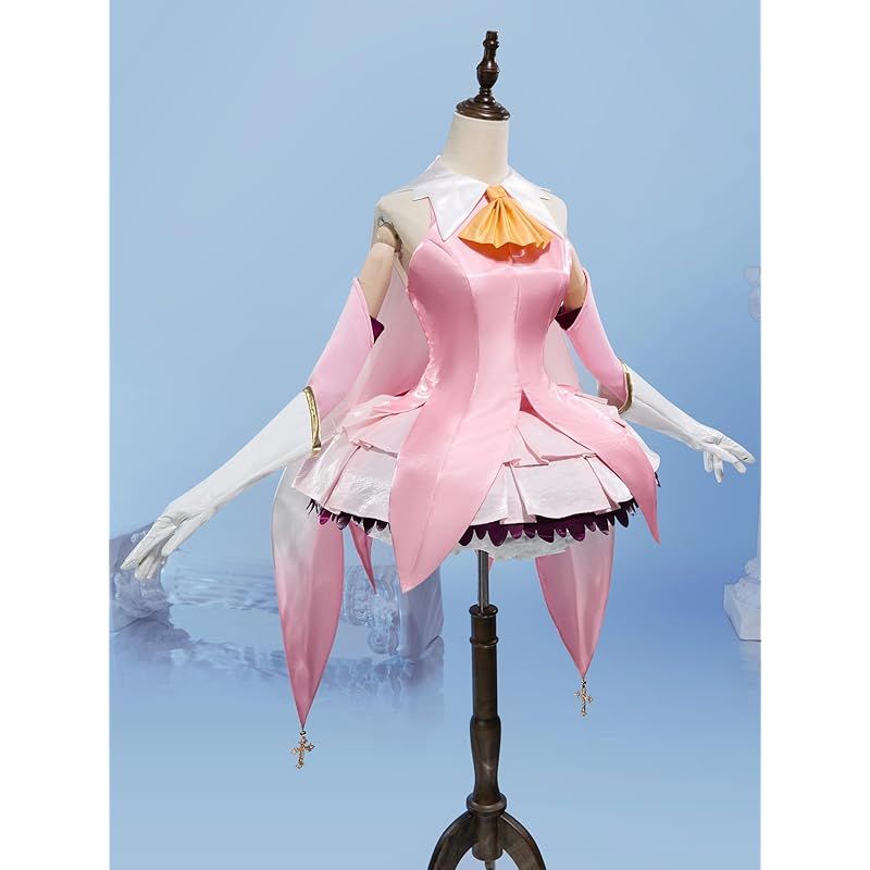 在庫 Miccostumes レディース 大人 アニメ ゲーム 少女風 かわいい キュート 萌え かっこいい コスチューム コスプレ コス 戦闘服 袖なし スカート 仮装 変身 変装 衣装セット ピンク XL 0