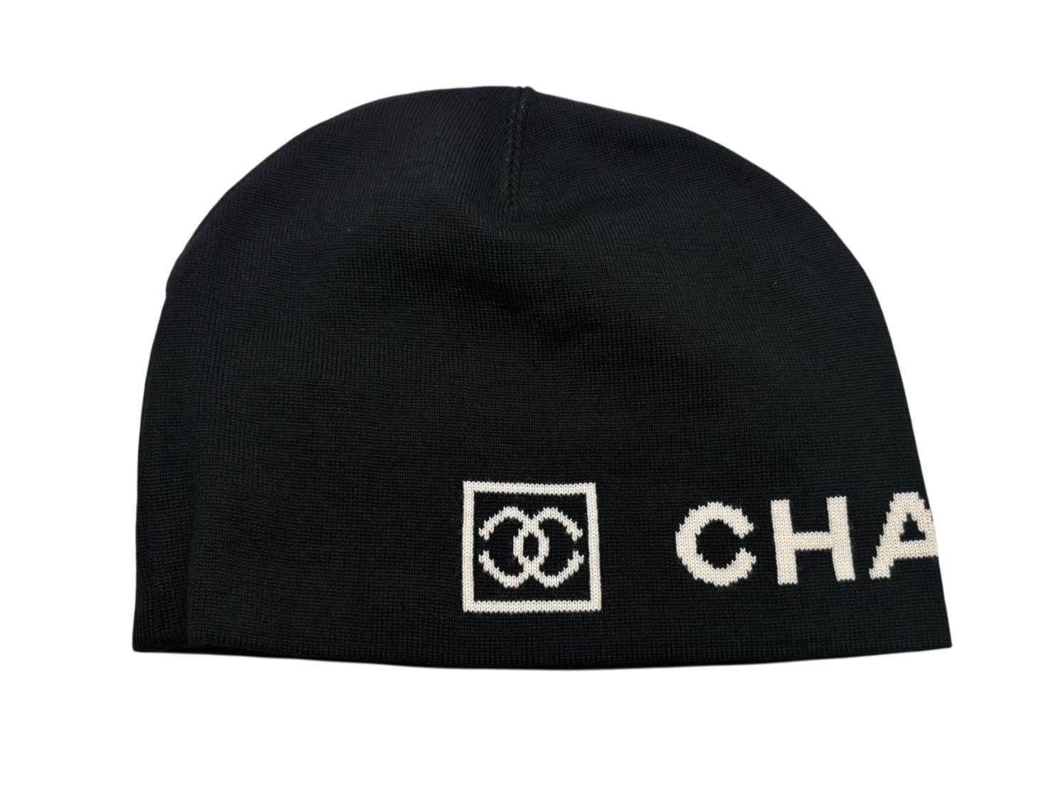 CHANEL シャネル Embroidered CC Logo Beanie ビーニー ニットキャップ ONE SIZE スポーツライン ココマーク ブラック 4b008061