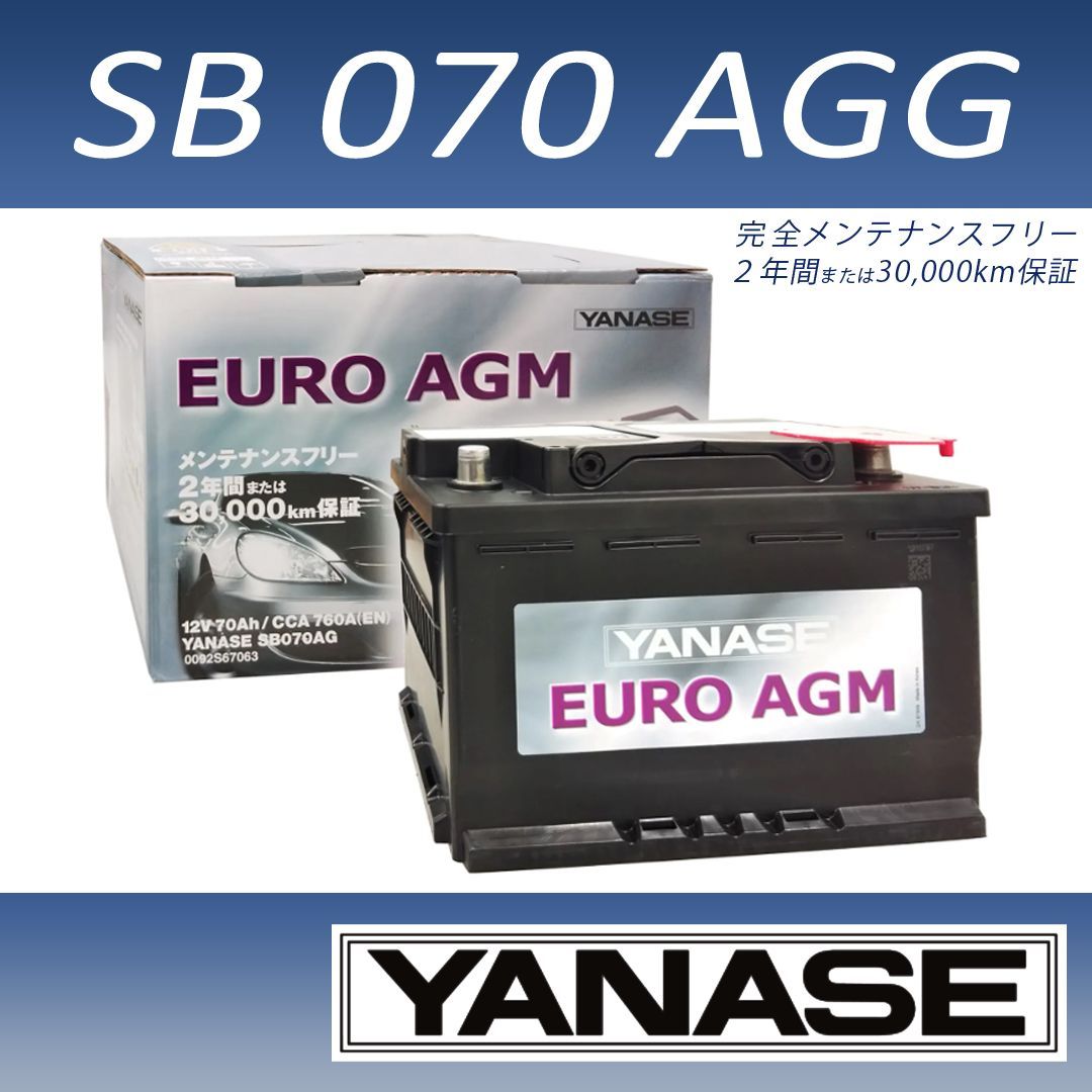 YANASE SB070AGG 70Ah EURO AGM 外車用バッテリー - メルカリ