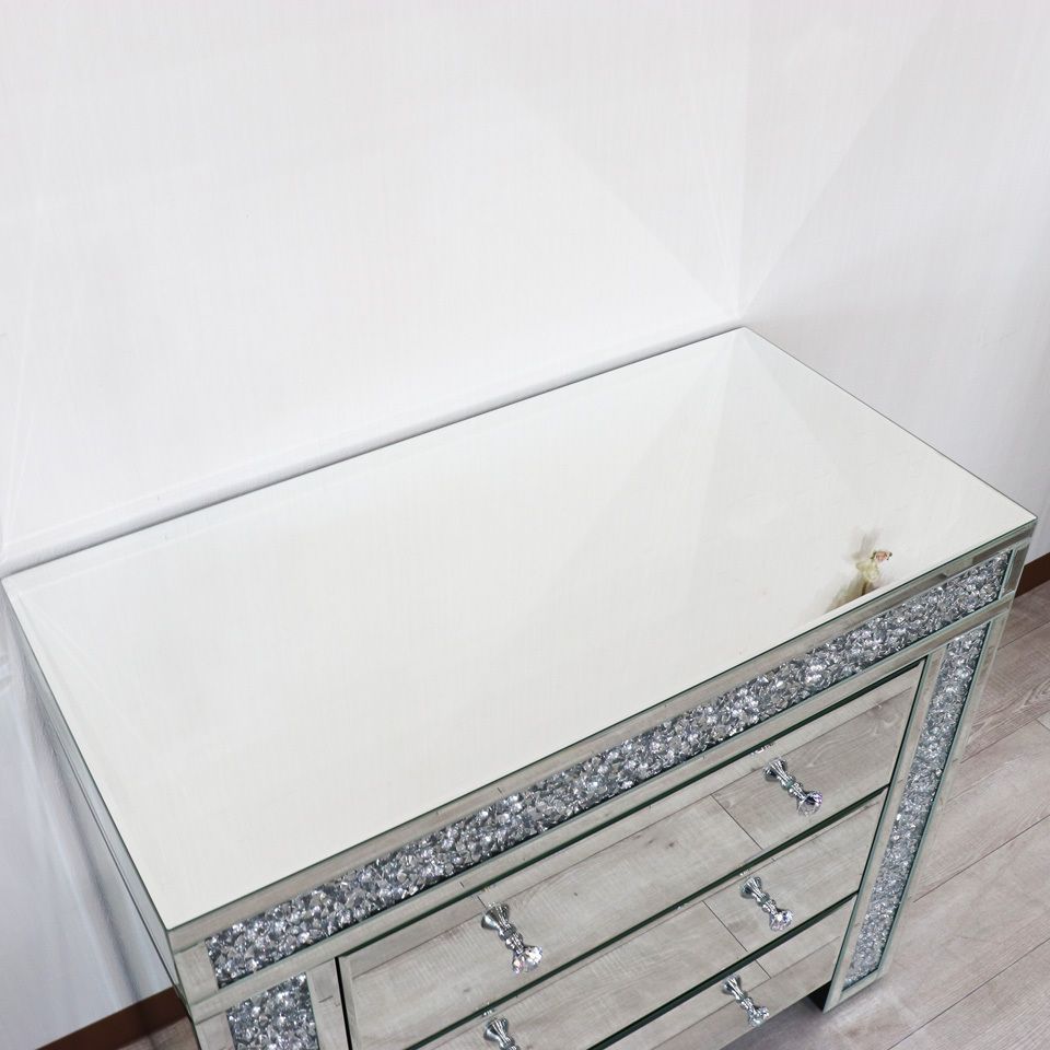 ミラー家具 3段チェスト 90cm ディスプレイスタンド ラインストーン ミラー家具 3段チェスト 90cm ディスプレイスタンド | ホーム