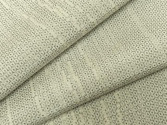 平和屋着物▽本塩沢 単衣 110亀甲 よろけ縞 正絹 AABB2286fy