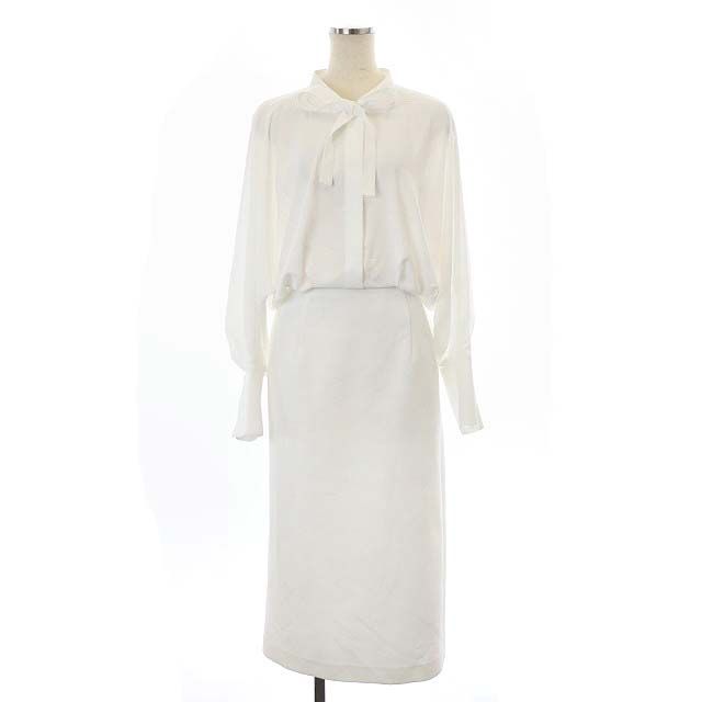 アドーア ADORE 23SS クリアボンディングワンピース 長袖 ロング リボン38 ホワイト AA OS SH レディース